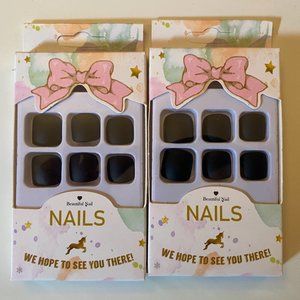 Black Press-On Toenails, Two Sets